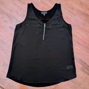 Black Sleeveless Top with Zipper by Fortune& Ivy
